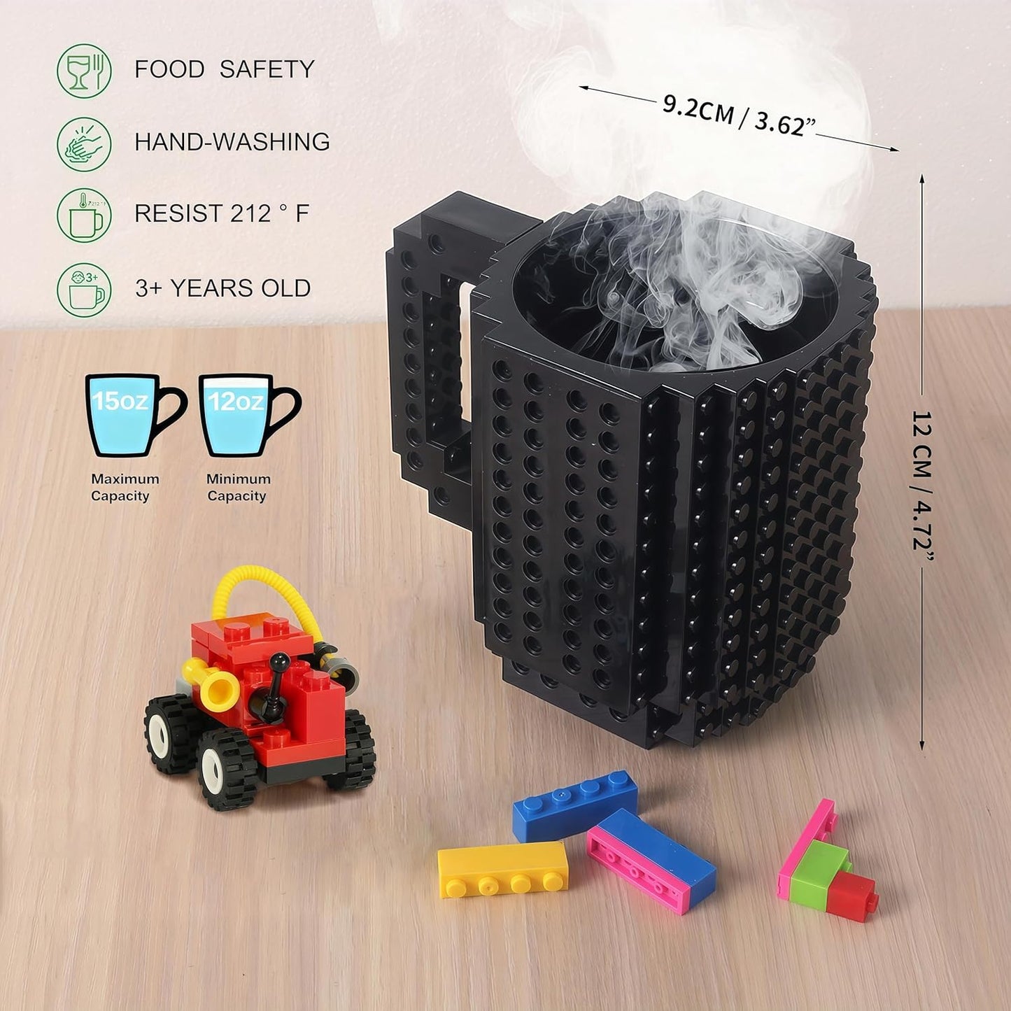 Taza café ladrillo construible para niños y adultos negro