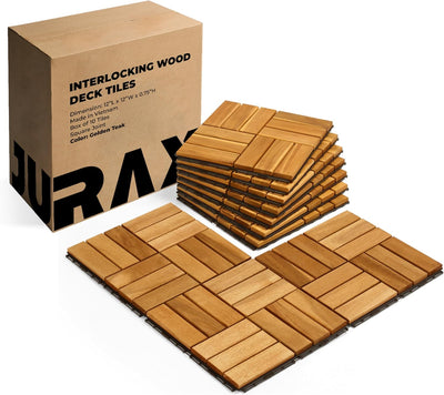 Azulejos patio 10pzas 12x12pulg madera teca dorada