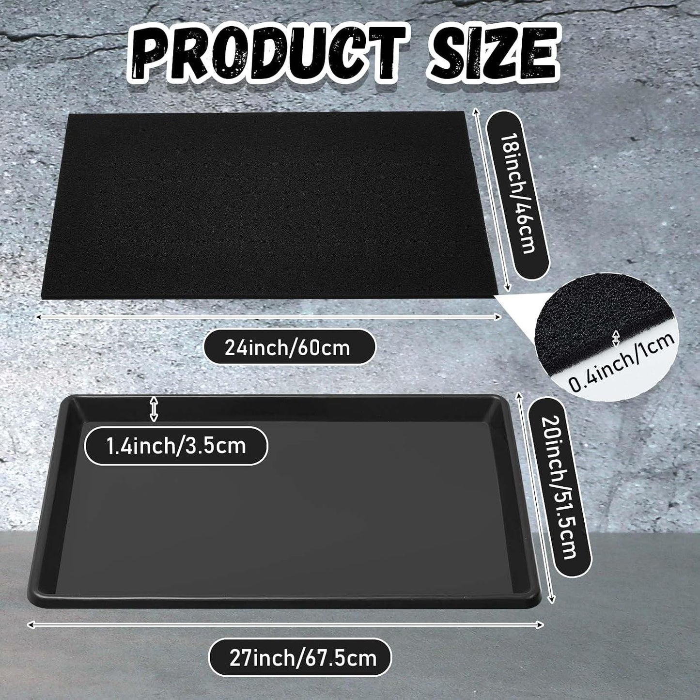 2 Set Bandeja Goteo Aceite 27x20" Alfombrilla Transmisión
