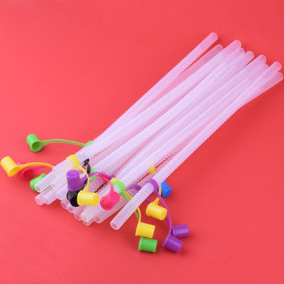 Pajitas flexibles con tapas coloridas 14 pzas