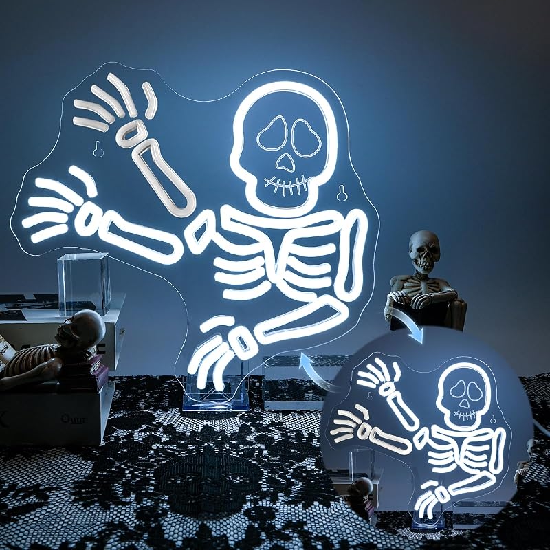 Letrero neón calavera esqueleto Halloween USB regulable