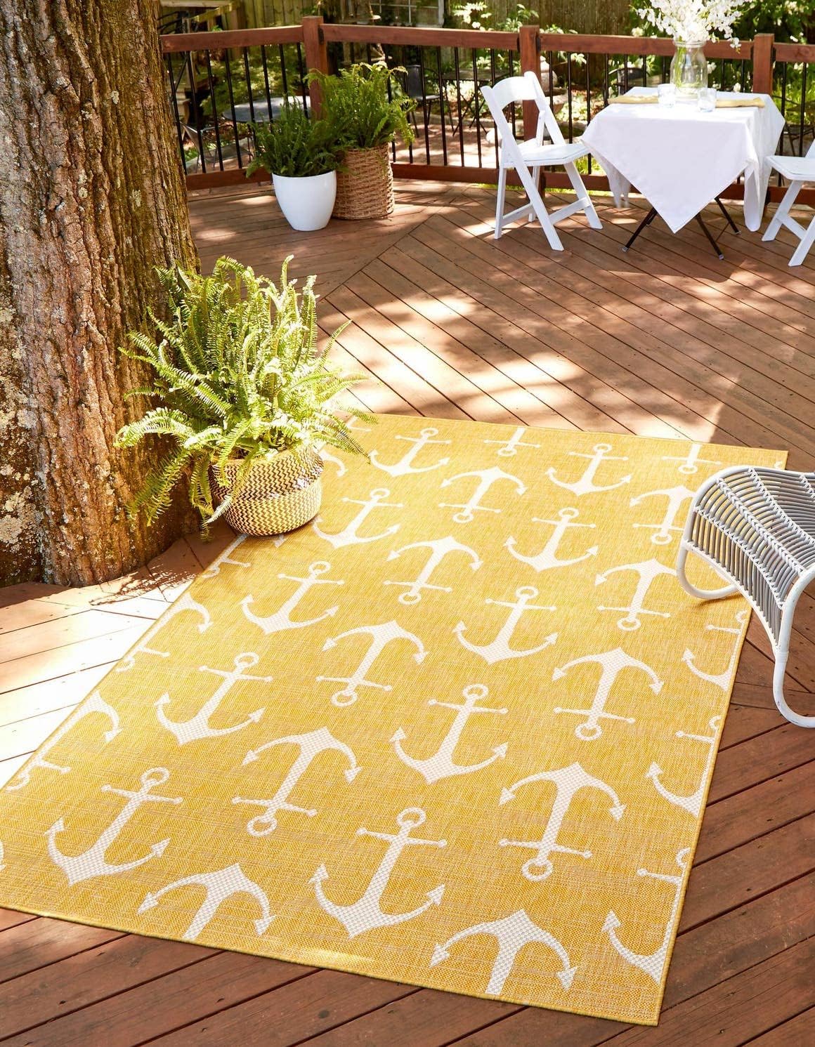 Alfombra rectangular estilo Ahoy 4x1ft x 6x1ft amarillo