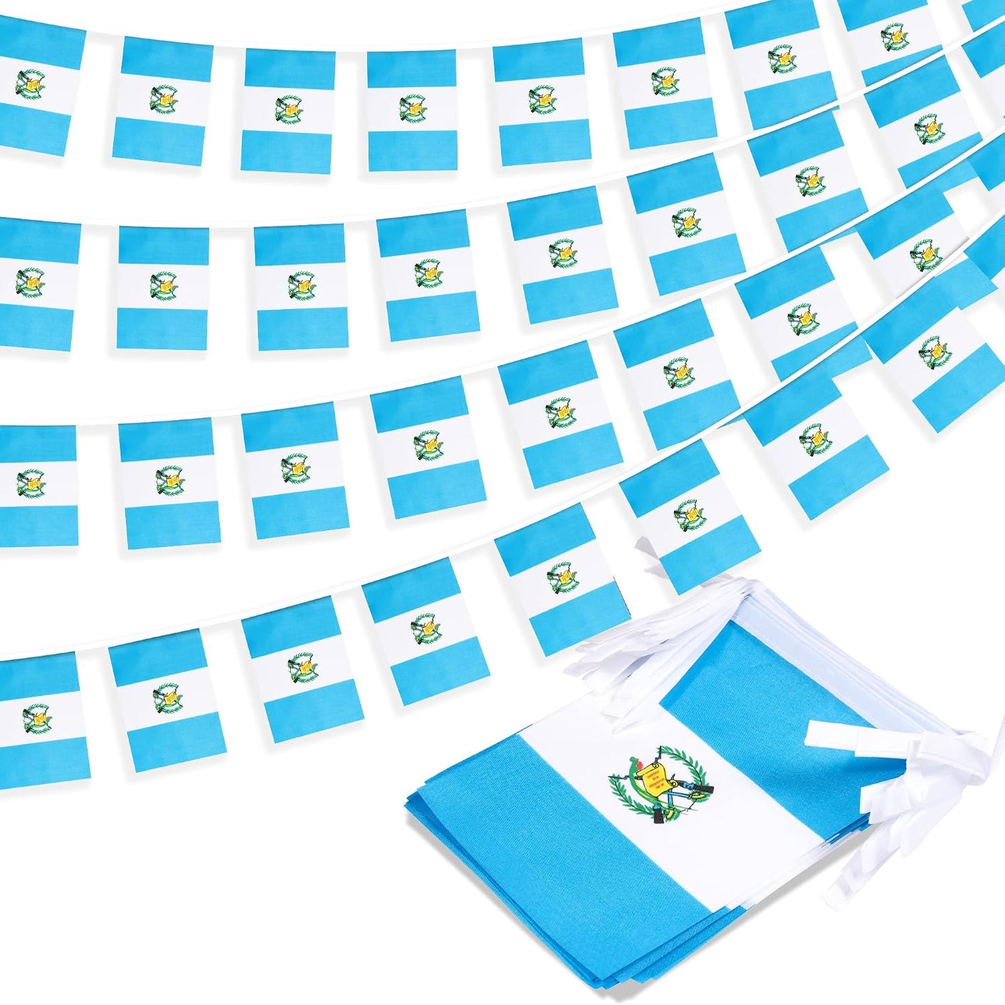 Bandera Guatemala cuerda pendón 30 mini banderas 33ft decoración