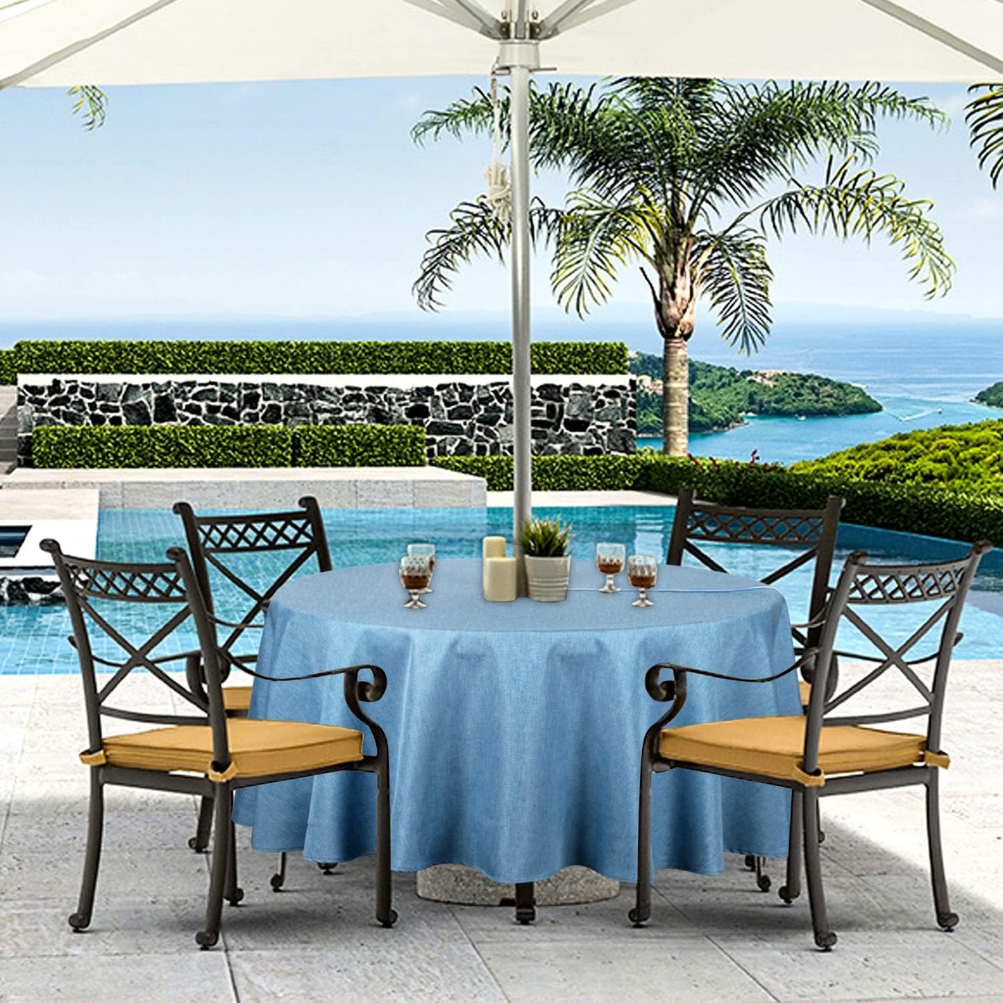 Mantel exterior poliéster impermeable con agujero sombrilla