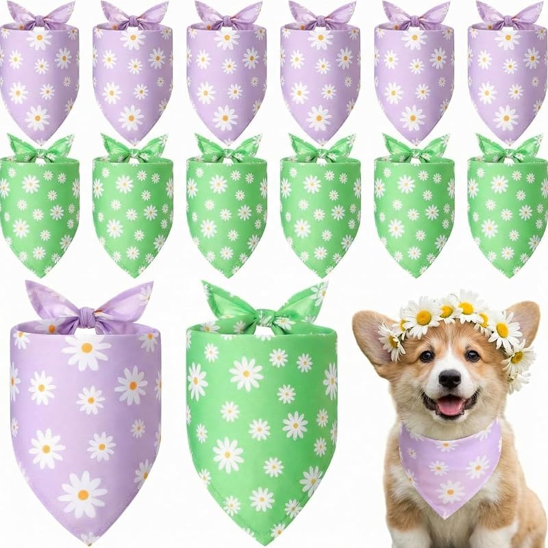 12 Bandanas Florales para Perros Cachorros Gatos Primavera Verano