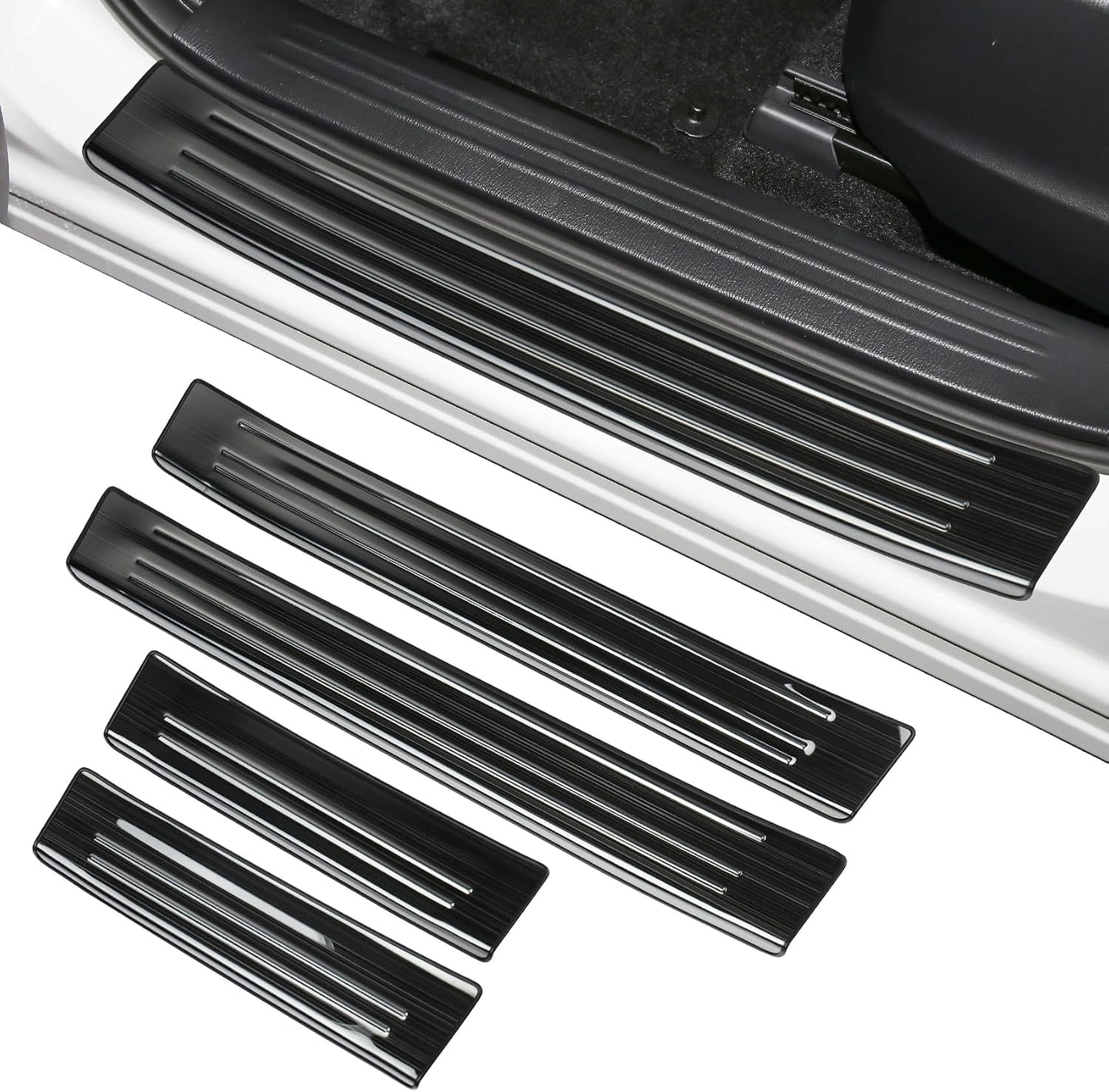 4 Protectores umbral puerta Mazda CX5 17-25 acero inox negro