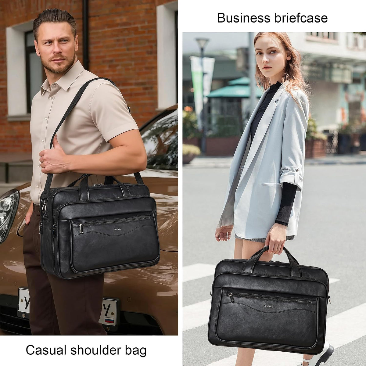 Bolsa cuero laptop 17-17.3pulg maletín vintage trabajo viaje