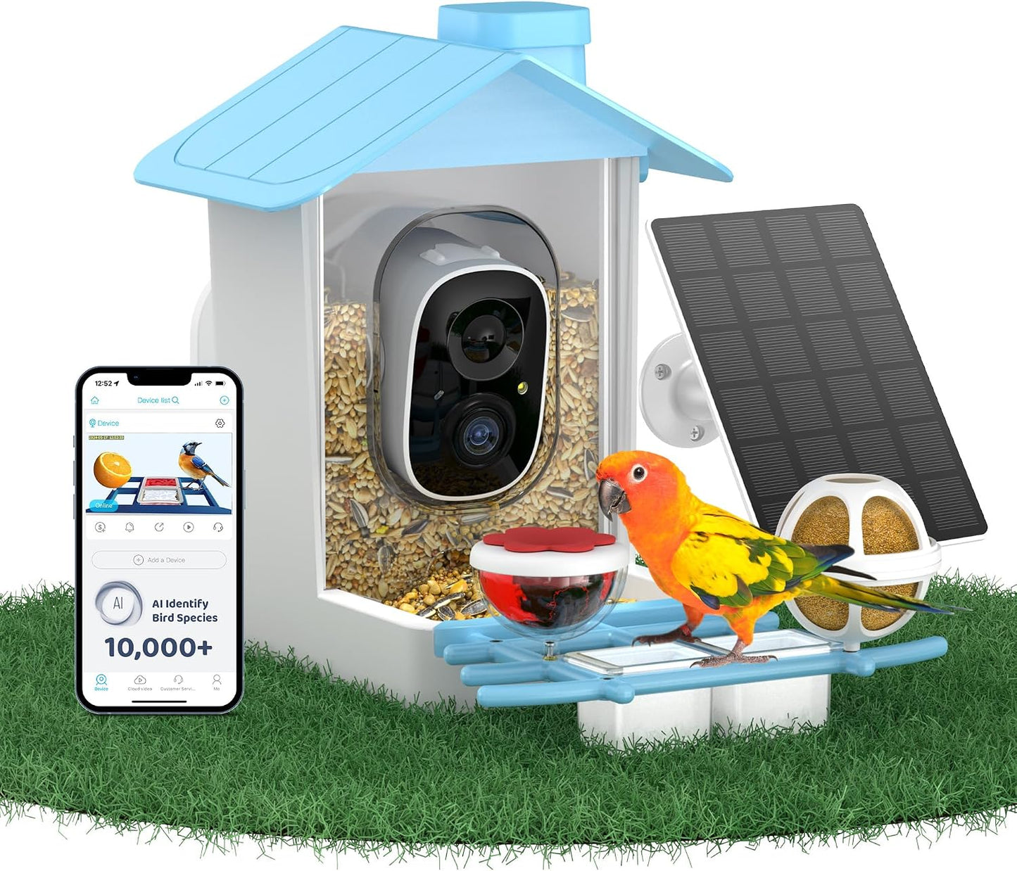 Comedero inteligente para pájaros con cámara solar 2K