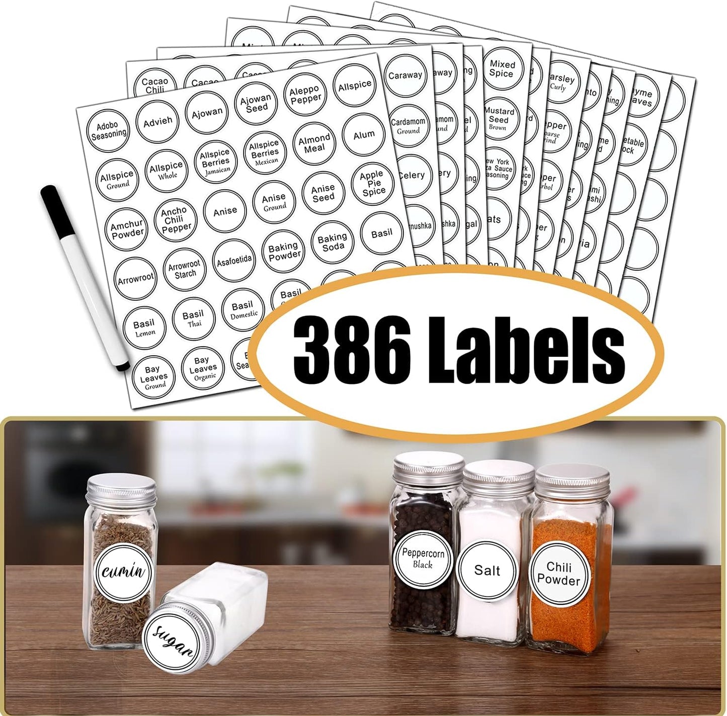 Organiz. especias 32 tarros vidrio con embudo