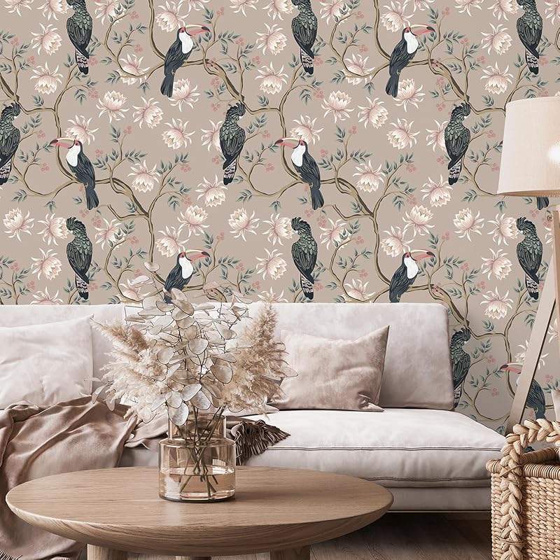 Papel tapiz vintage floral rosa polvoriento 17.7x354"
