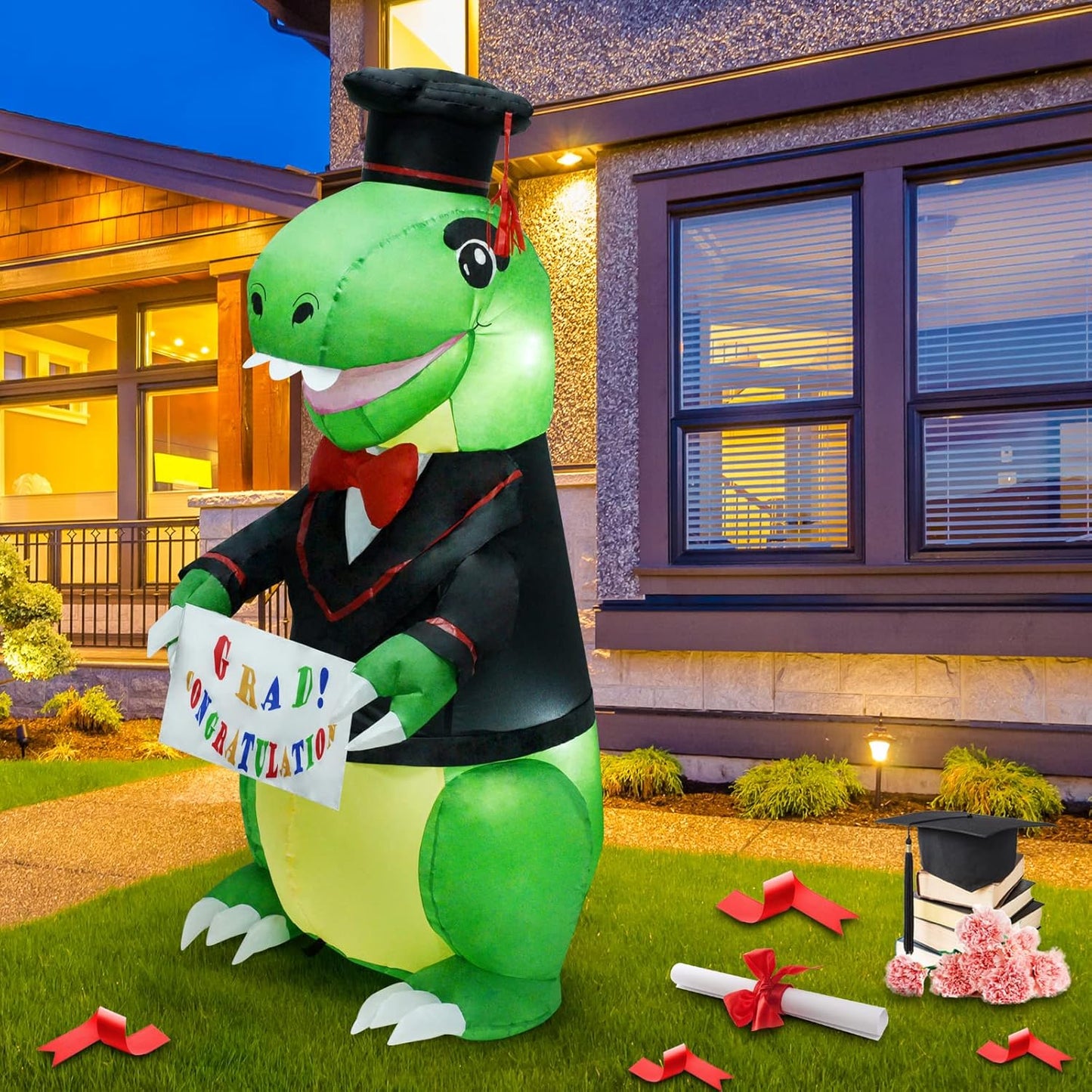 Decoraciones inflables dinosaurio 5ft luz LED patio fiestas