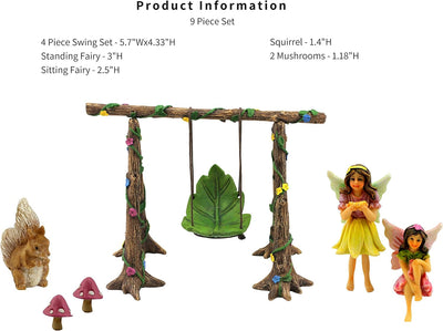Juego figuras jardín hadas 6 pzas ardilla hongos
