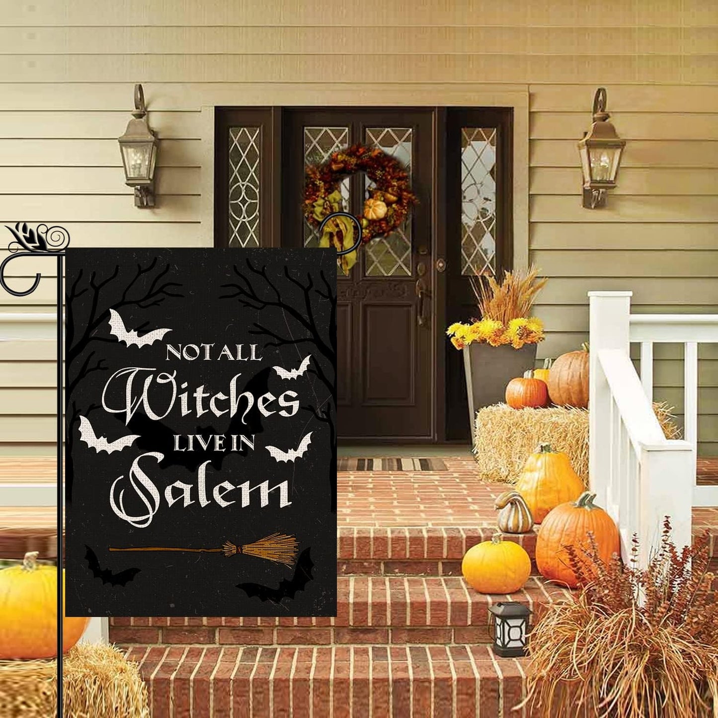 Bandera Halloween doble cara texto inglés para patio exterior