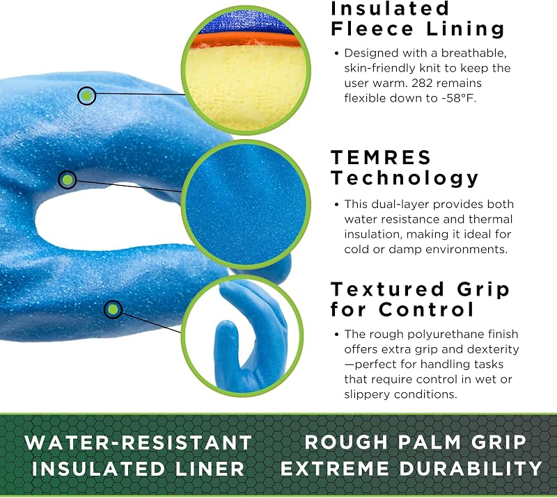 Guantes trabajo invierno impermeables forro nailon talla M