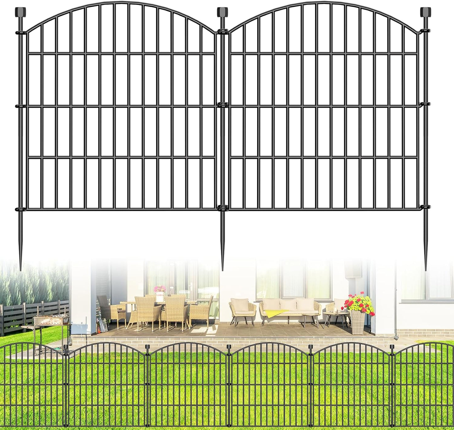 Panel cerca decorativa 24pulg x 10ft alambre metálico 5 pzas
