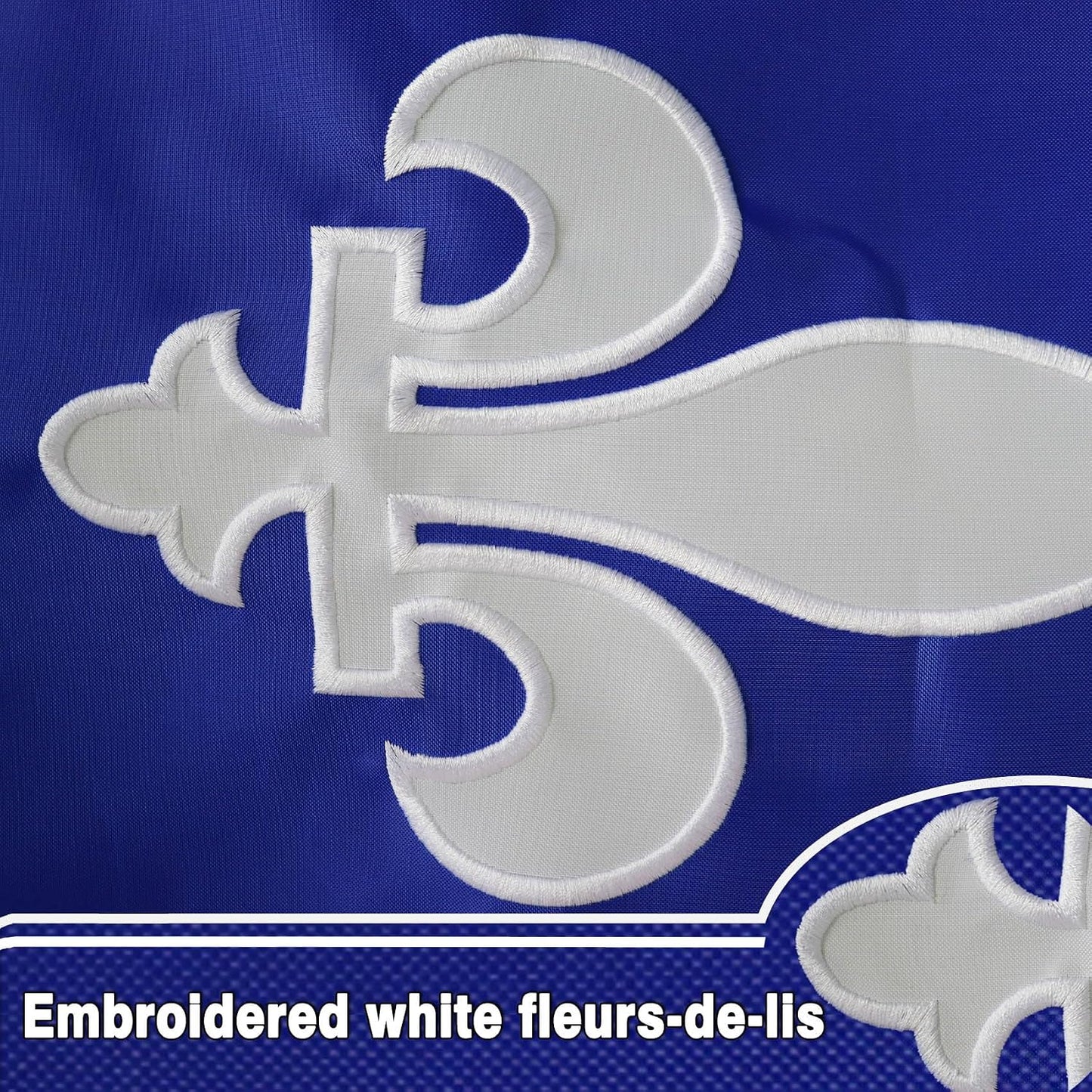 Bandera Quebec Canadá 3x5ft nailon 210D cosidos cuádruples