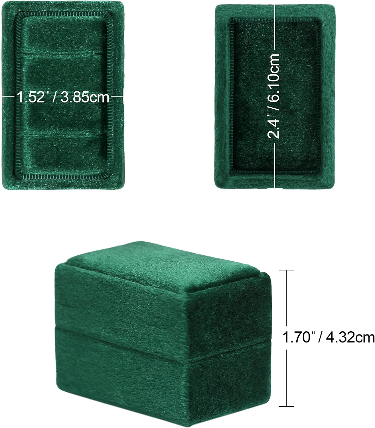 Caja terciopelo anillos compromiso boda triple esmeralda