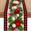 Mesa navidad lino cuadros búfalo rojo y negro 108pulg estilo granja
