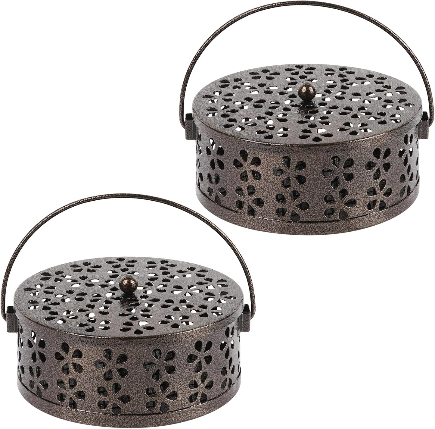 Soporte hierro bobina mosquitos asa redondo bronce
