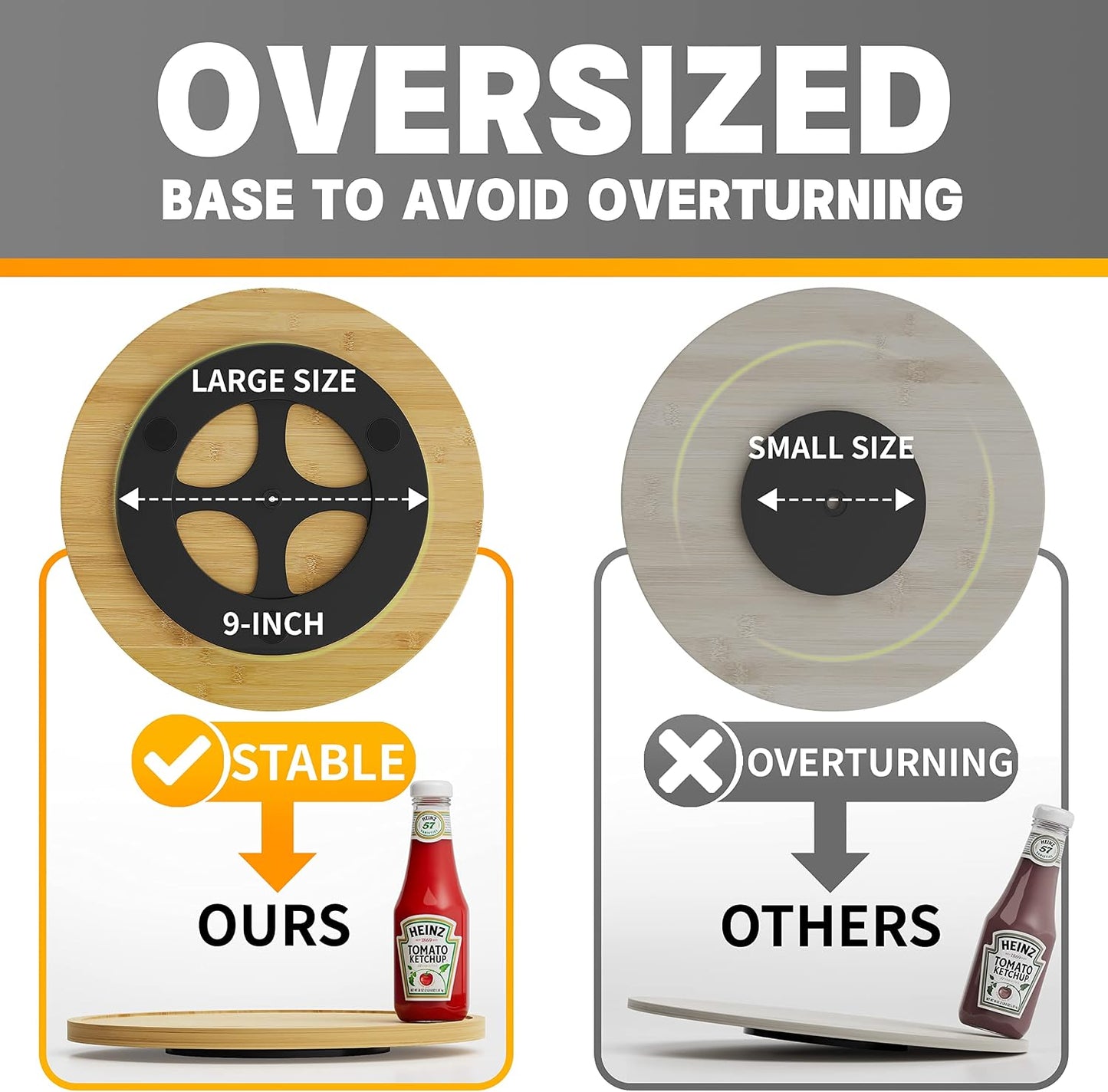 Organiz. Lazy Susan 12" Antiderrap Bambú para Cocina