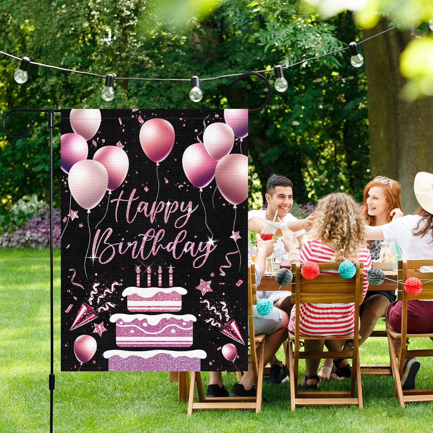 Globos bandera feliz cumpleaños 12x18pulg doble cara