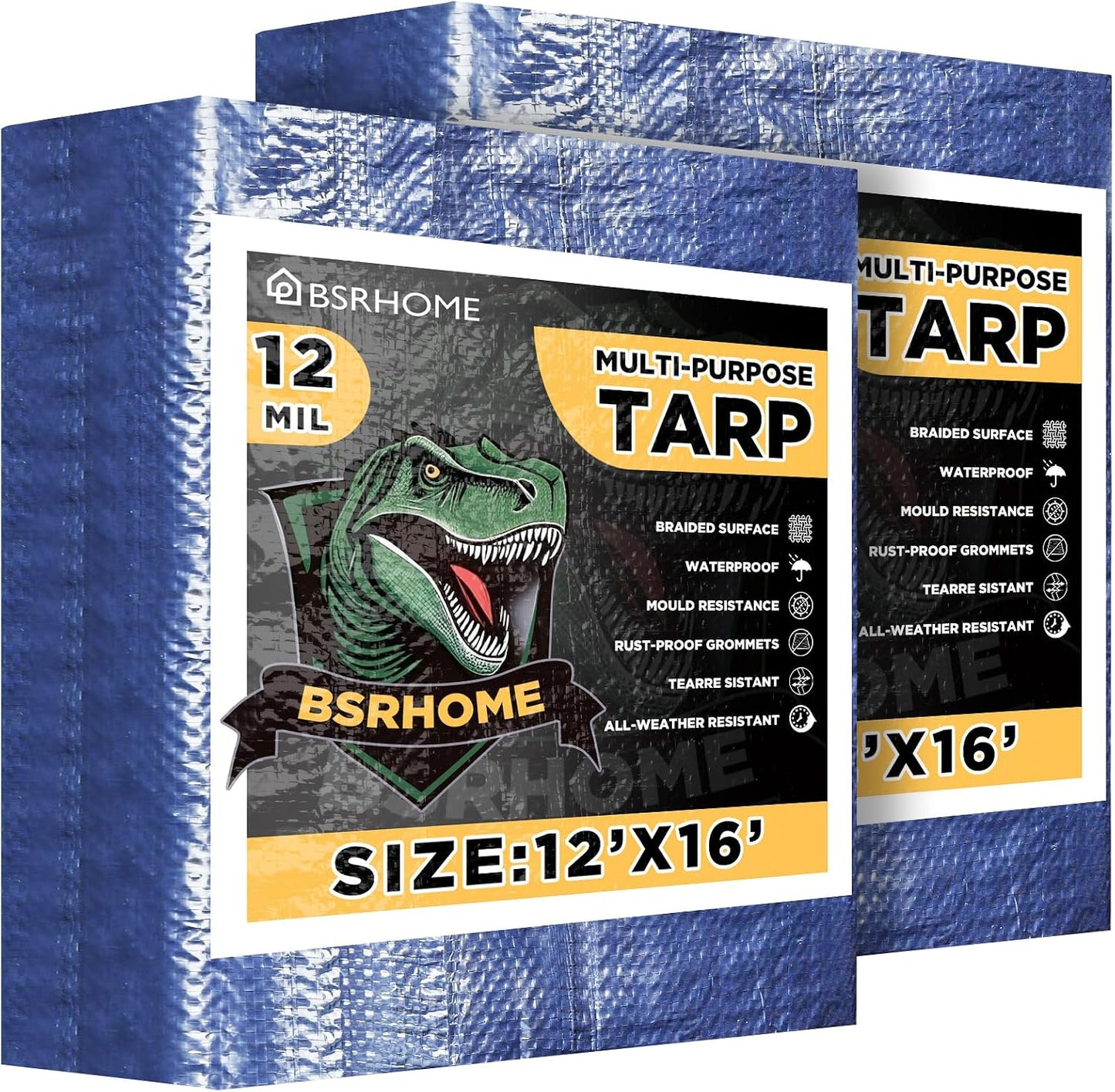 2 Lonas impermeables 12x16ft azul resistente con ojales