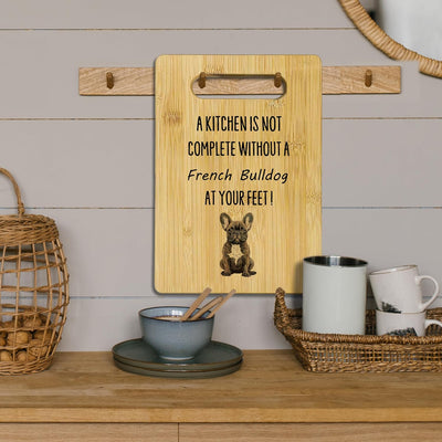 Tabla cortar bambú Bulldog francés para cocina mujer