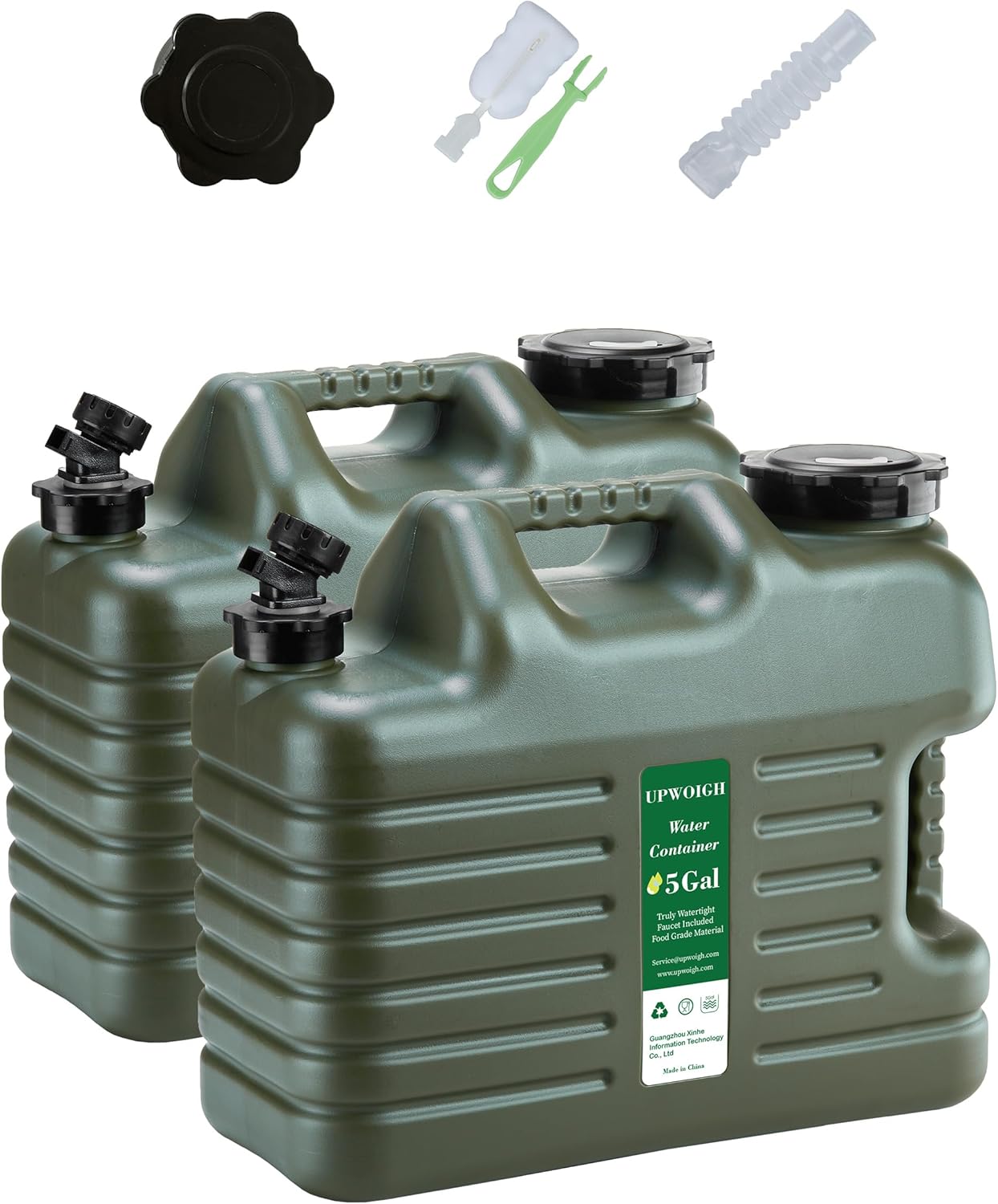 Jarra agua acampar 5gal espita verde militar set 2