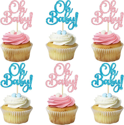 24 Adornos Cupcakes Purpurina Baby Shower Decoración