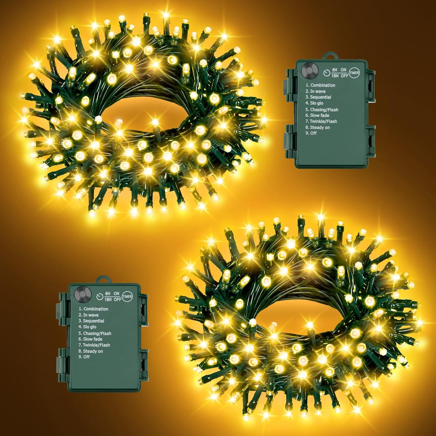 Tira luces Navidad exteriores 100 LED 33pies 8 modos