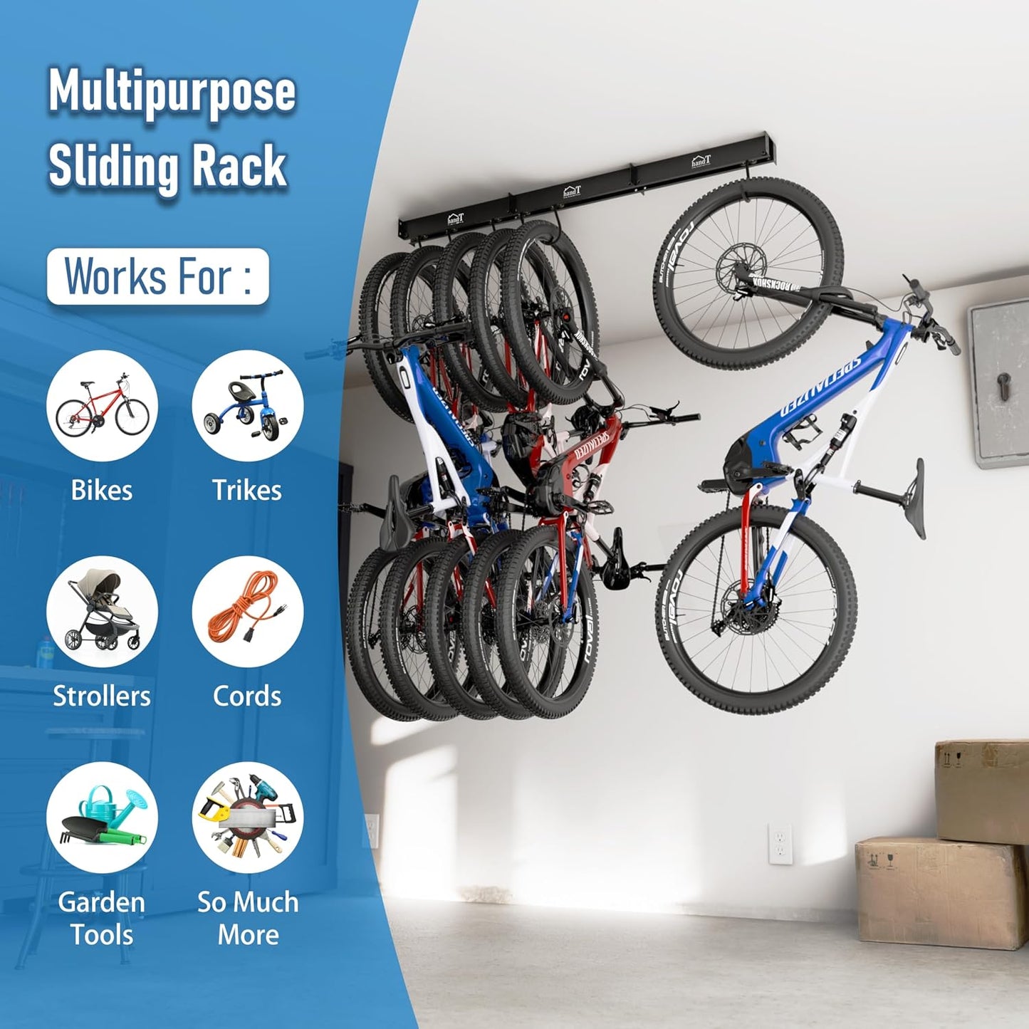 Soporte techo bicicletas 51" 6 gancho negro acolchado