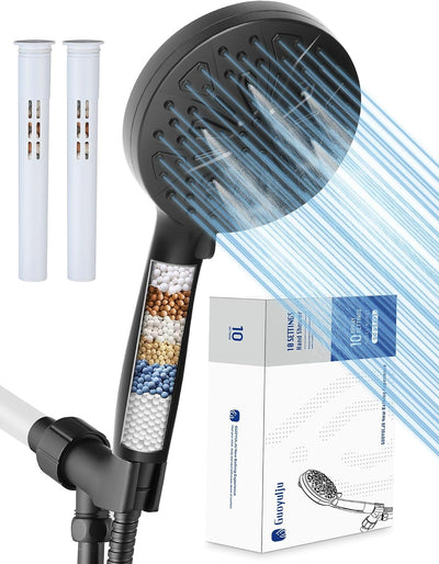 Cabezal ducha alta presión 10 modos filtro agua negro