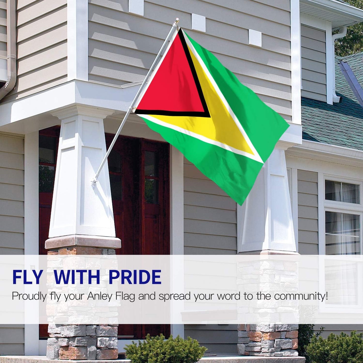 Bandera Guyana 3x5ft poliéster color dorado cabecera lona