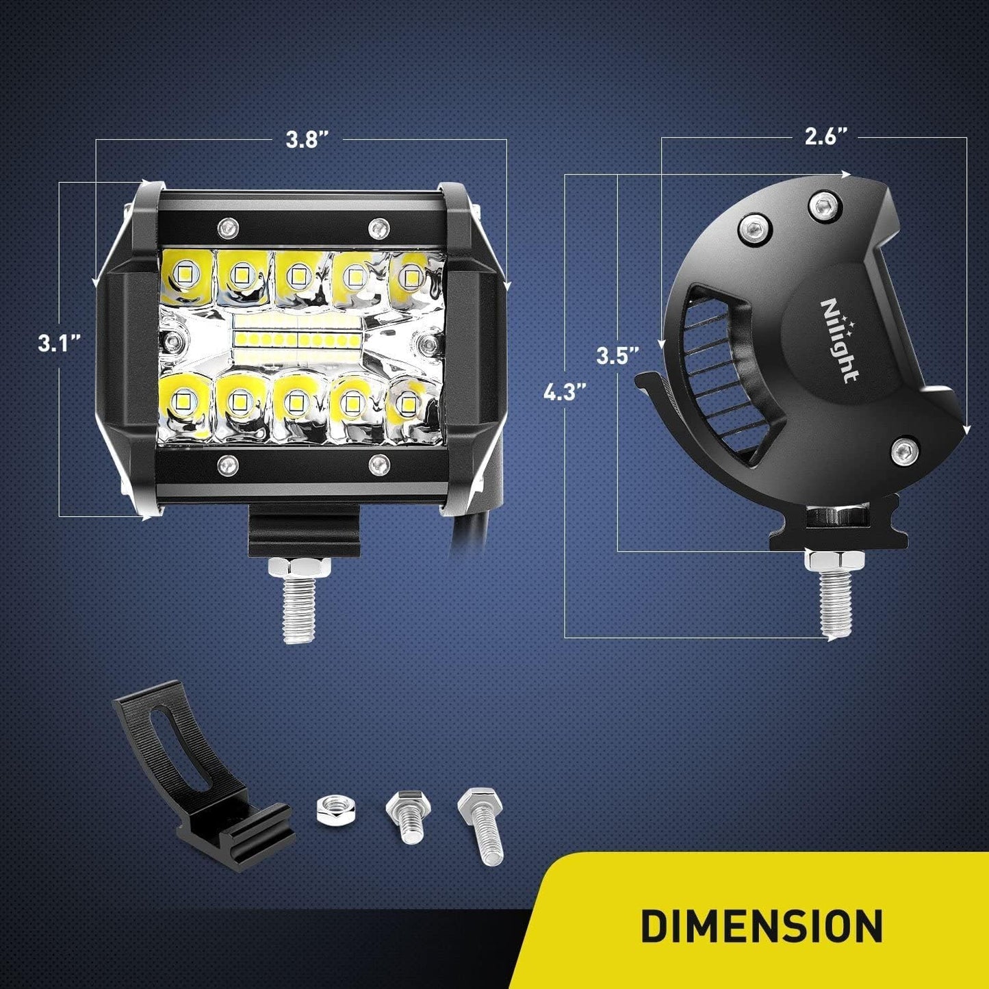 Barra luces LED 6000lm 4" 2 Pzas con interruptor