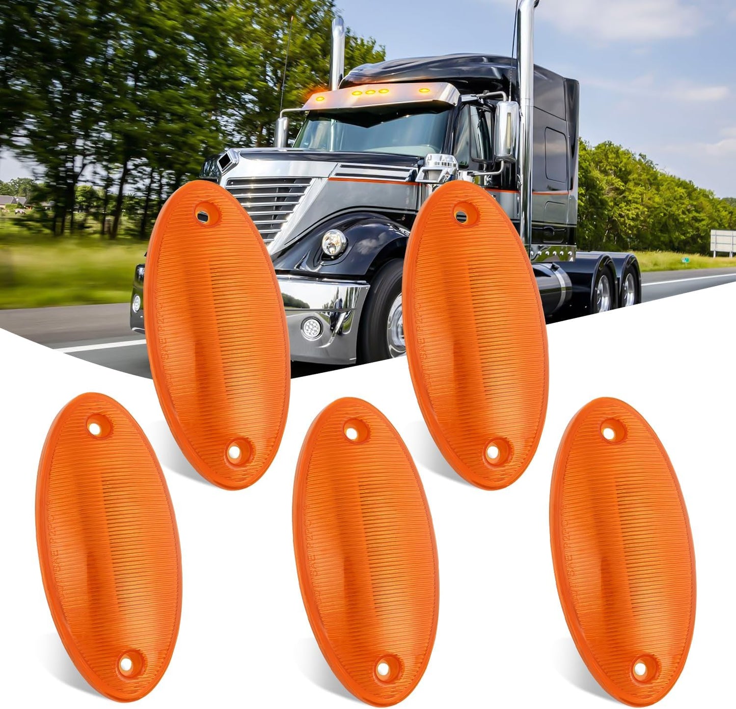 Luces techo cabina 5pcs 4led amarillo impermeables