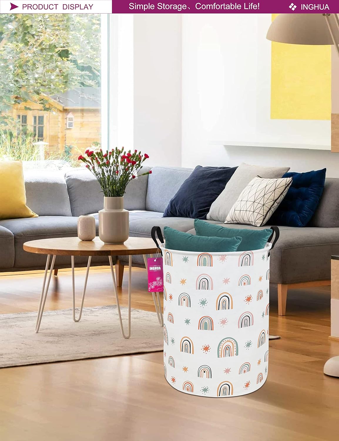 Cesta tela arcoíris para ropa sucia dormitorios