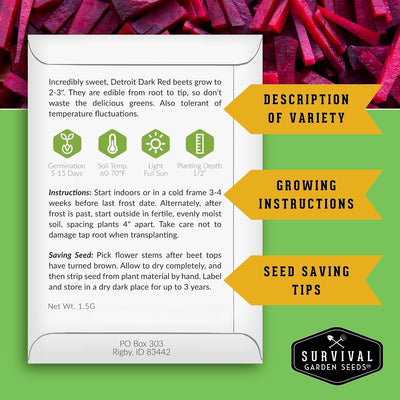 Semillas Beet Collection Detroit Red Golden Ruby Queen Cylindra