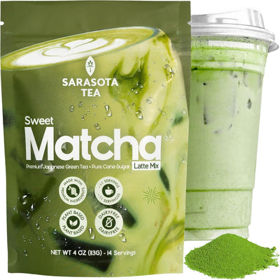 Mezcla de café con leche matcha endulzada azúcar de caña té verde para lattes bolsa 4 oz