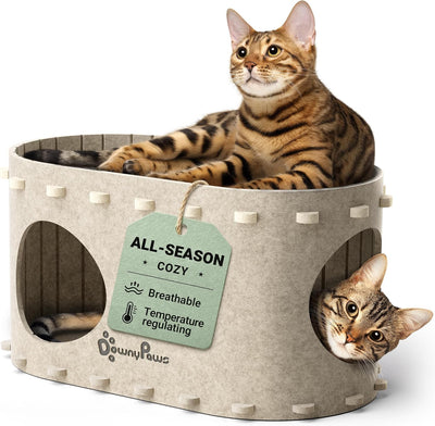 Casa para gatos resistente arañazos con túnel plegable