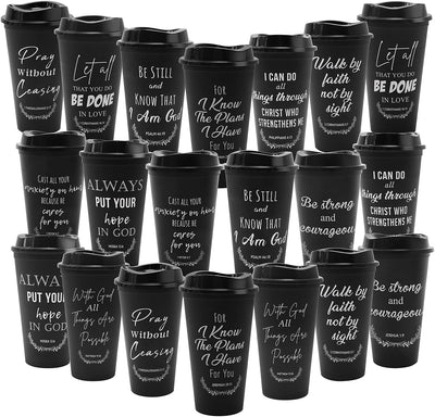 20 Vasos Plástico 16oz Tazas Café Reutilizables con Versículos