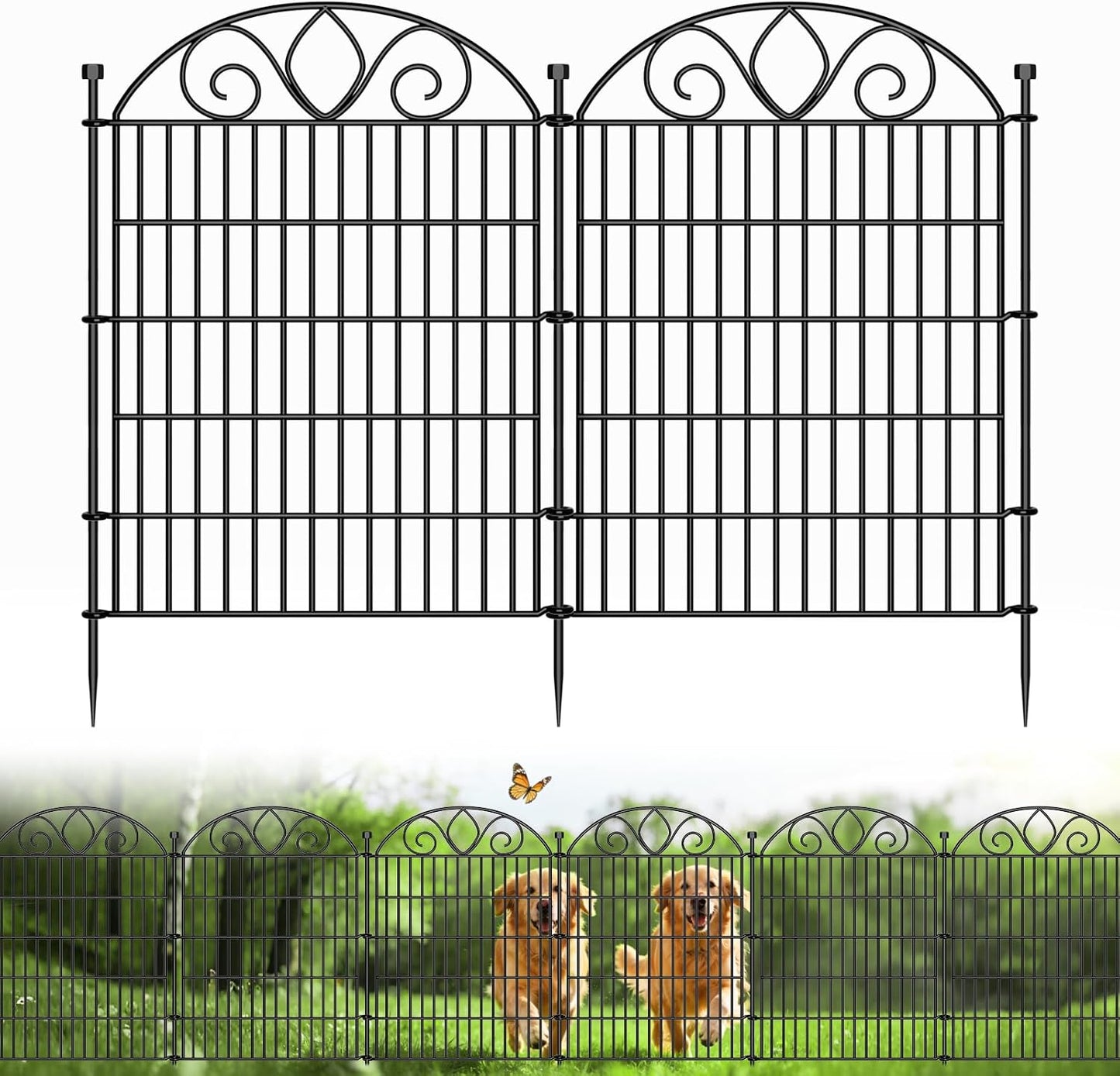 Valla jardín 10 paneles 34x22pulg metal inox para perros