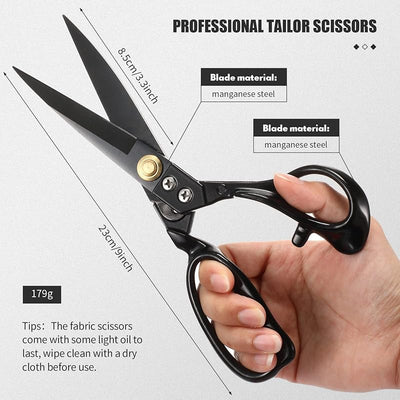 Tijeras coser tela 9pulg resistentes con cinta métrica negro