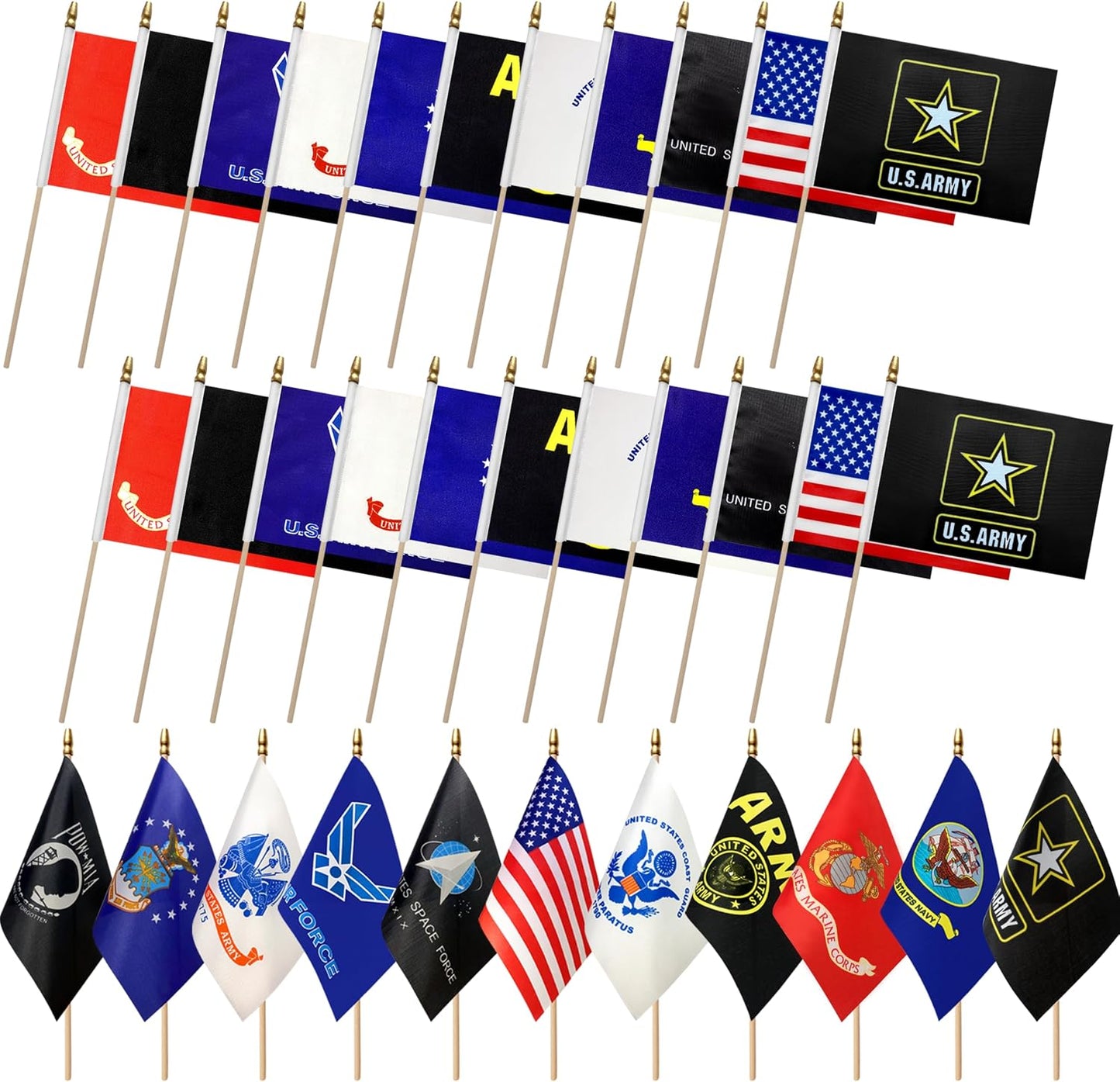 22 Banderas Servicio Militar Mini 5x8" Día Veteranos