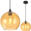 Lámpara colgante moderna de globo cristal ámbar 9.8pulg