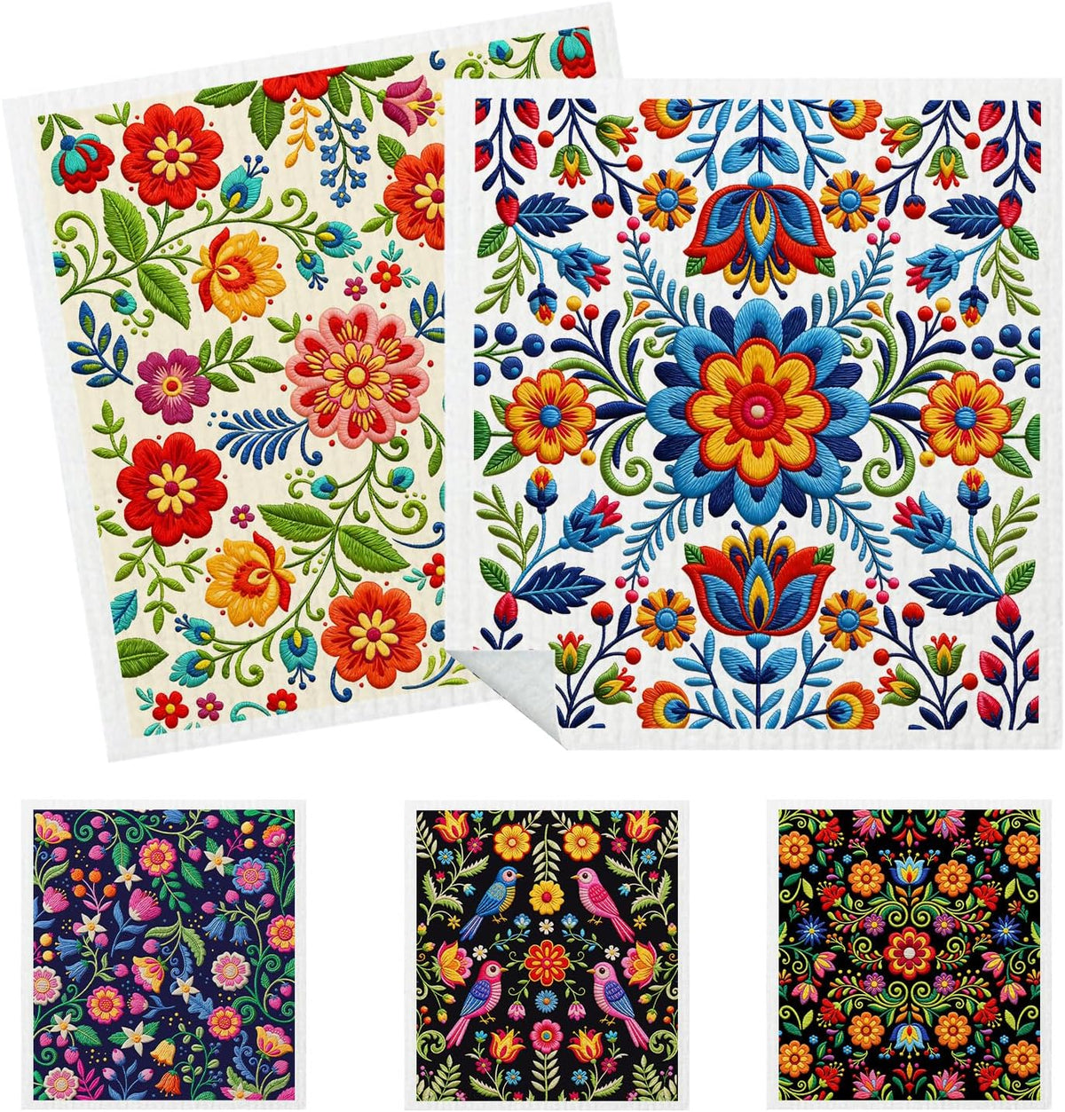 Paquete de 5 paños de cocina con diseño floral Cinco de Mayo