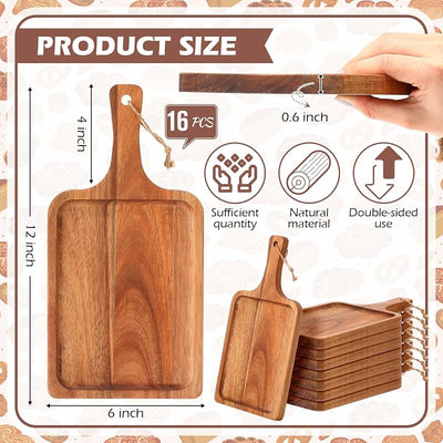 16 Tablas Cortar Acacia 12x6pulg para Charcutería