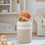 Cesta lavandería tejida 72L color marrón y blanco plegable