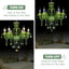 Lámpara colgante de 6 luces cristal K9 verde tipo vela