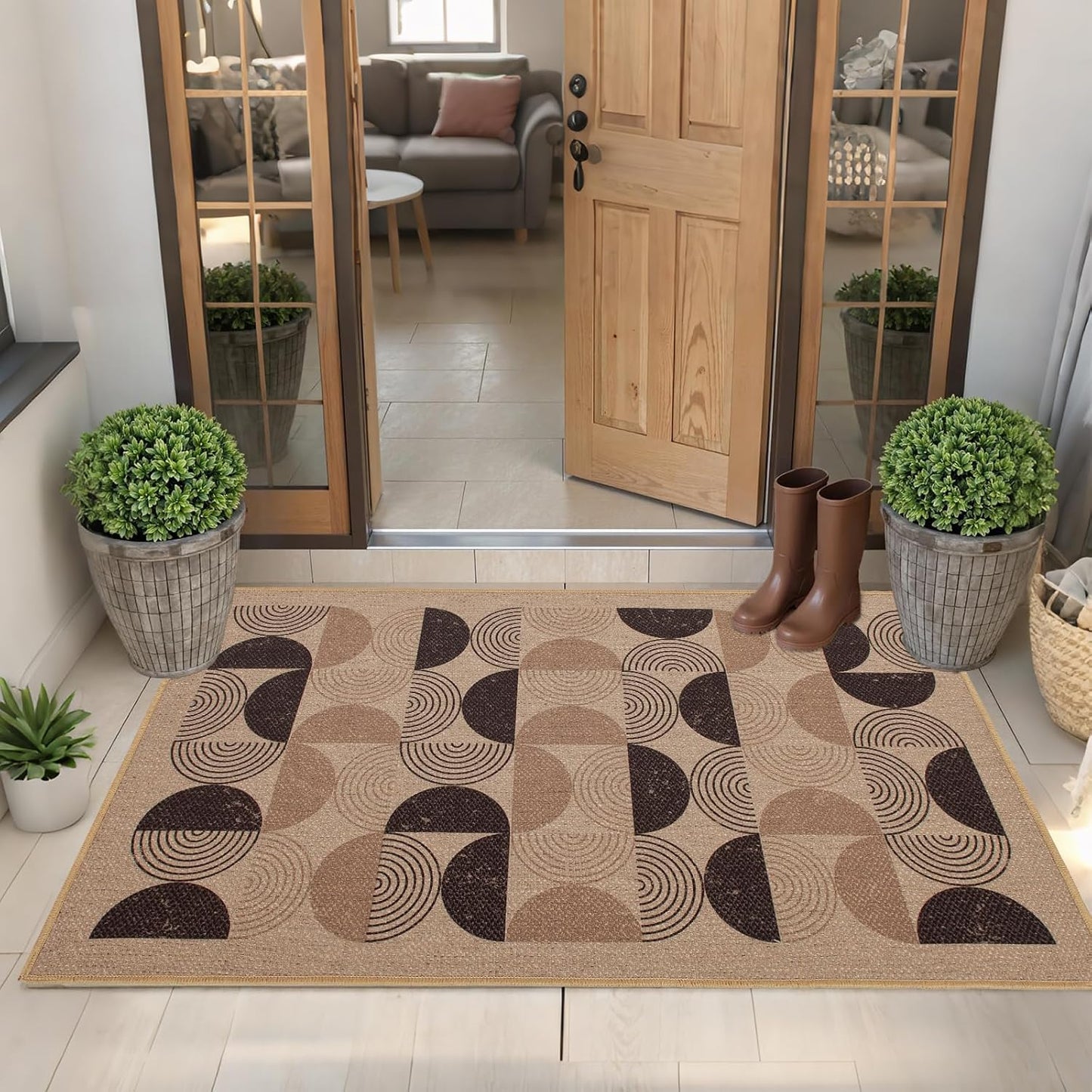 Alfombra yute geométrica 2x3pulg antiderrap