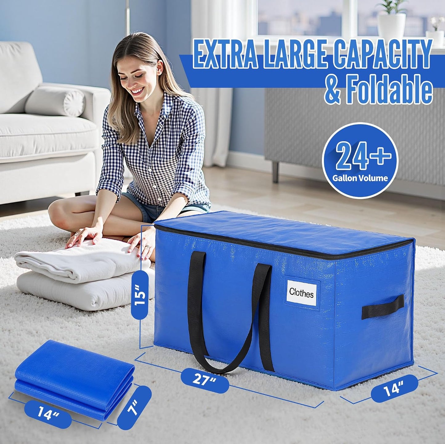 Bolsas mudanza resistente asa fuerte 6 Uds Azul
